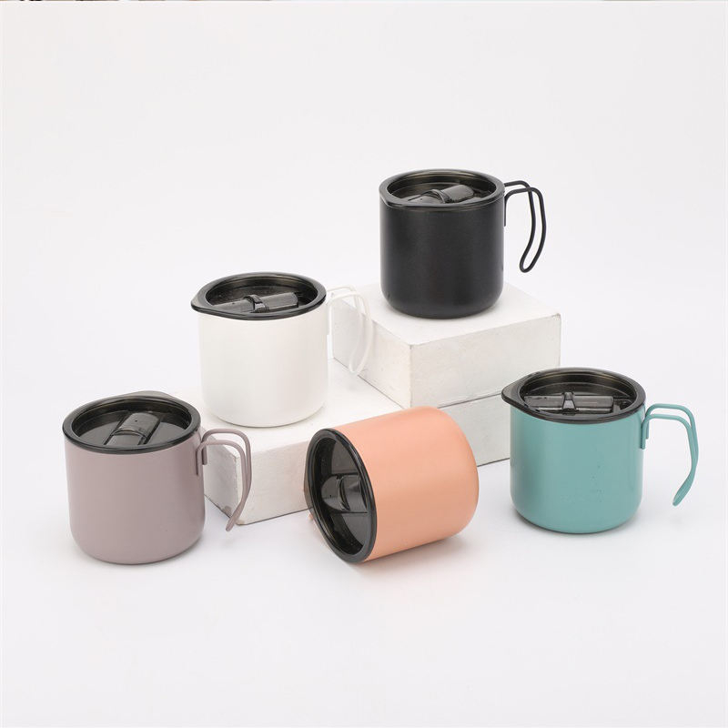 12oz Stainless Steel Insulated Coffee Mug with Handle, Double Wall Vacuum Travel Mug, Tumbler Cup with Sliding Lid