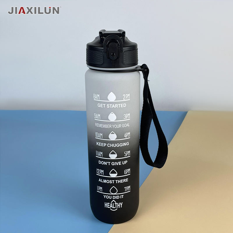 Hot selling 32 oz Water Bottle with Times to Drink and Straw Motivational Drinking Water Bottles with Carrying Strap