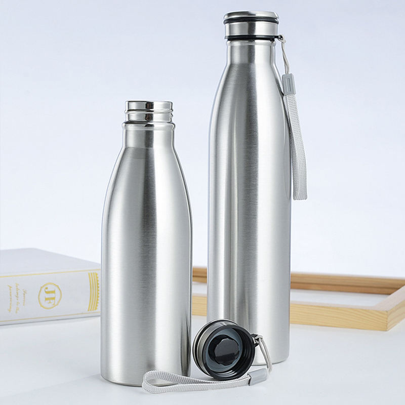 Single-Layer Stainless Steel Cup Water Bottle Outdoor Large Capacity with Rope Insulated Water Bottle Cola Shaped Sports Bottle