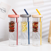 Tea / Fruit INFUSER Water Bottle - 700ml Straight Clear Plastic Water Bottle with Straw Lid for Outdoor Gym Activities