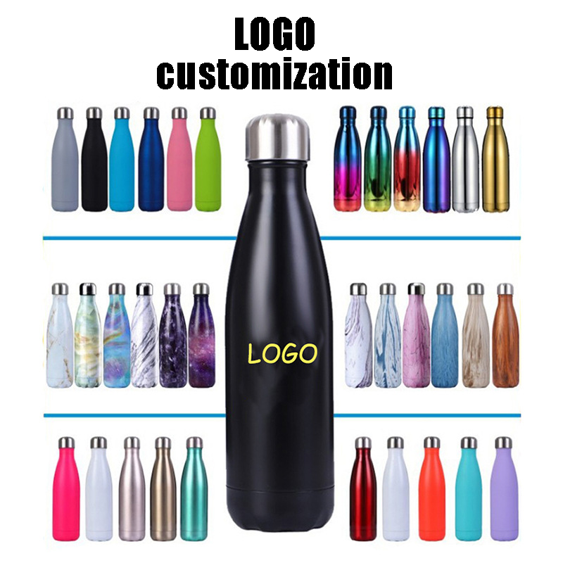 Stainless Steel 500ML Insulated Water Bottle Double Wall Metal Sports Water Bottle Vacuum Thermo Flask for Gym Travel School