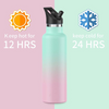 Sport Water Bottle with Straw Lid - 304 Stainless Steel Insulated Drinking Bottle - Customized Logo - Standard Mouth Flask