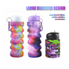 Creative Graffiti Silicone Folding Running Fitness Portable Water Bottle Outdoor Sports Cup Foldable Water Bottle For Travel