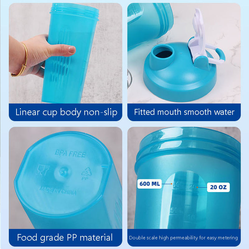 600ml Protein Shaker Bottle With Ball Sports Water Cup Shaker Bottle Shaking Cup Mixes Water Bottle Protein Powder Milkshake Cup