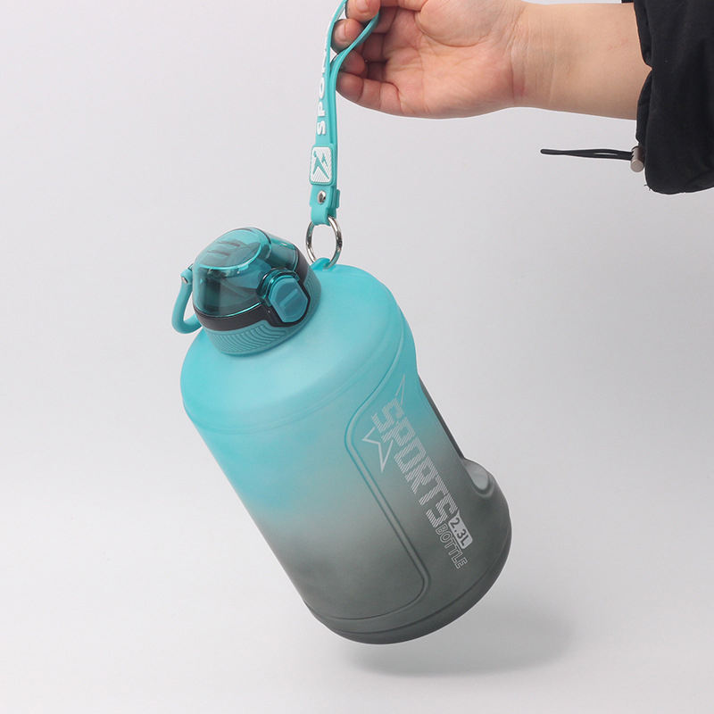 Large Capacity Sport Water Bottle Plastic Portable Handle Kettle 2.3L Fit to GYM Go Back to School Frosted Texture Water Bottle