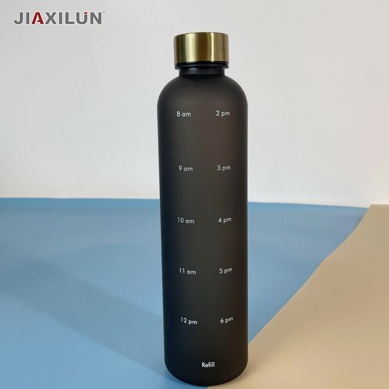 Gradient Color Water Bottle Frosted Cup Portable Water Bottle 1000ml Plastic Transparent Liquid Water Bottle with Scale