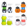 19oz Soccer Water Bottles For Boys, Portable Collapsible Water Bottle With Carabiner, Leakproof BPA-Free Silicone Water Bottle