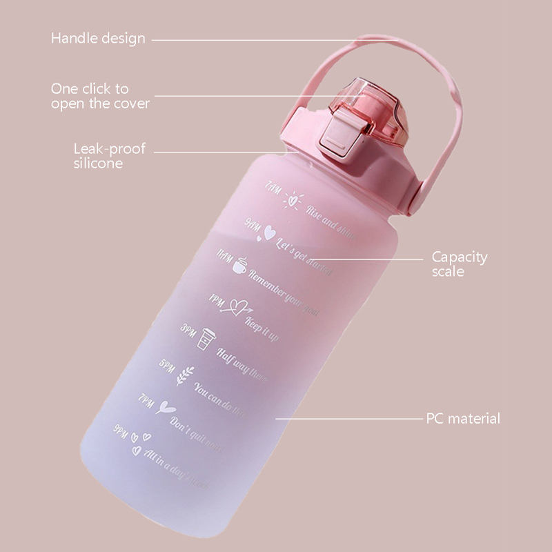Half Gallon/64oz Water Bottle with Time Marker and Straw Motivational Water Bottle with Handle Leakproof BPA Free Water jugs