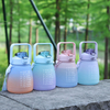JXL 1300ml gradient Cute Water Bottles with Straw Large Capacity kawaii Bottles with Time Marker Straw and Shoulder Strap