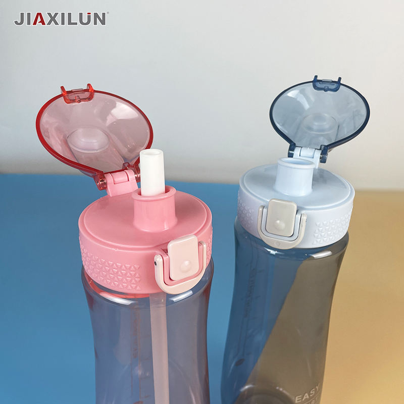 800ml plastic bottle for water straw cups bottles with handle transparent clear square sport drinking colour