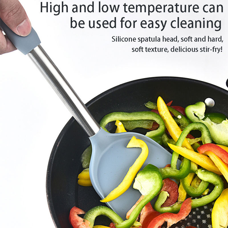 4-piece Stainless Steel Silicone Kitchen Cooking Utensils Non-stick Pan Heat Resistant Kitchenware Set