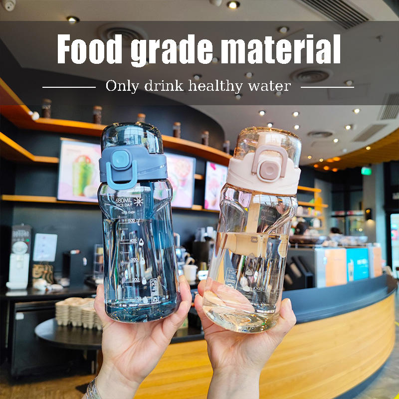Outdoor Simple Sports Fashion High Temperature Resistance Rope Leak Proof Large Capacity Plastic Cup 680ml Portable Water Bottle