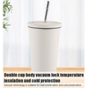 Stainless Steel Coffee Mug with Straw and Lid Insulated Coffee Tumbler Coffee Mug Stainless Steel Thermos Vacuum Water Bottle