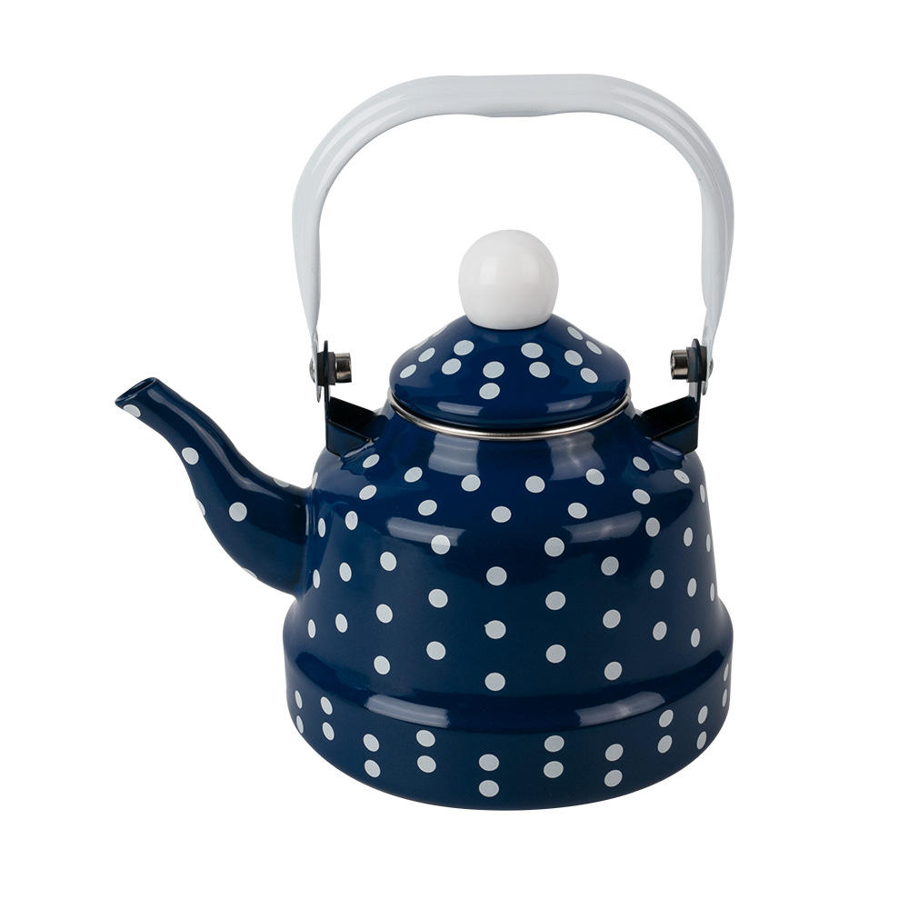 Enamel Polka dot pot White dot coffee pot Spot kettle Steel handle ancient clock pot