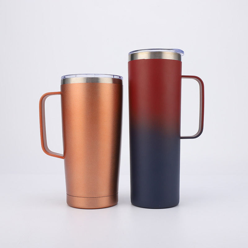 500ml Water Bottle Insulated Double Wall Tumbler Vacuum Thermal Cup with Handle Insulated Coffee Mug with Lid and Handle