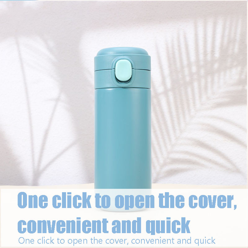 2023 Stainless Steel Water bottle Double-Layer Vacuum Thermos Cup Portable Small Capacity Bounce Cover Pea Cup