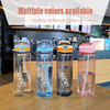 750ml Transparent Cylinder Round Plastic Water Bottle Sport Water Bottle Clear with Bounce Lid and Straw Portable Cup Leakproof