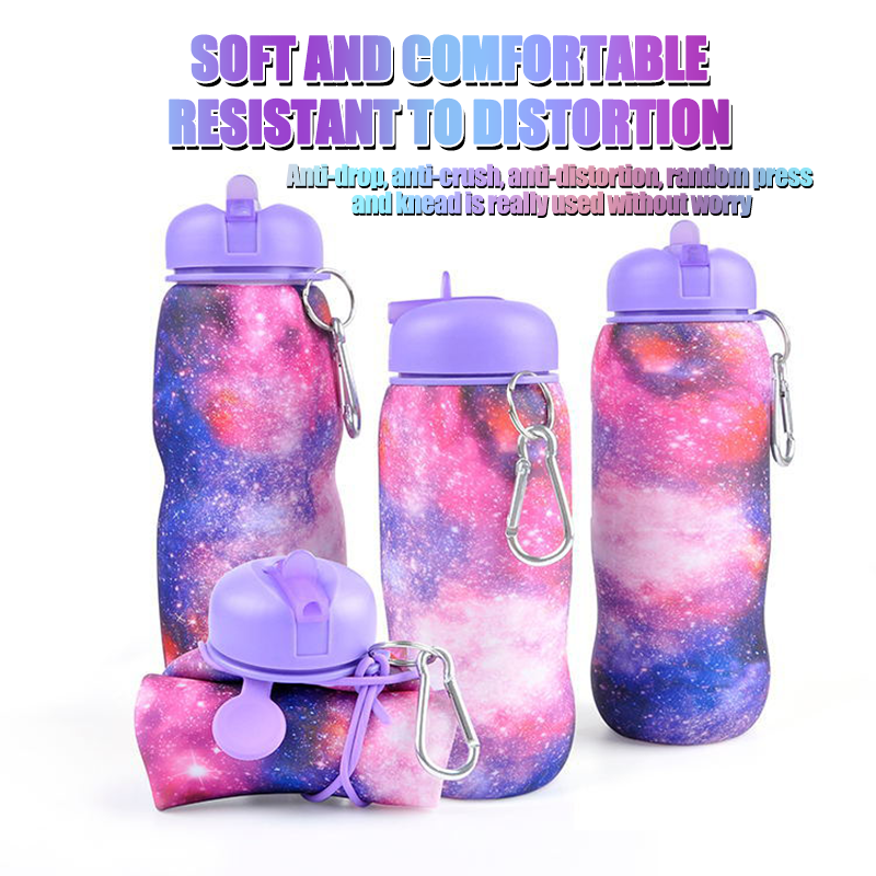 Custom Star Pattern Silicone Folding Cup Outdoor Sports Water Bottle Creative Gift Water Bottle Portable Water Bottle BPA Free