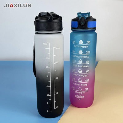 Hot selling 32 oz Water Bottle with Times to Drink and Straw Motivational Drinking Water Bottles with Carrying Strap
