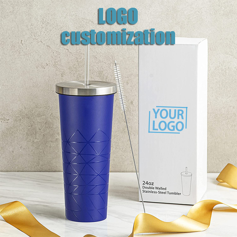 Innovative Fashion 304 Stainless Steel Water Bottle Double Wall Insulation Mug 500ML with Straw Coffee Ice Mug Car Cup Gift