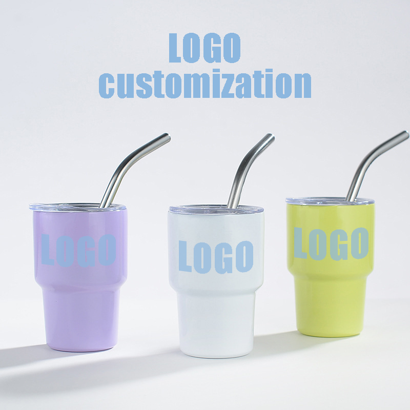 Color Thermal Sublimation 304 Stainless Steel 2OZ Mini Cup High Appearance with Straw Coffee Cup High-Cconcentration Sippy Mug
