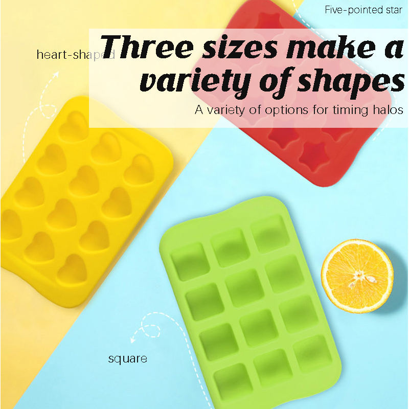 Custom Ice Cube Silicone Ice Cube Mold Home Freezer Square Heart-shaped Silicone Ice with Cover DIY Side Food