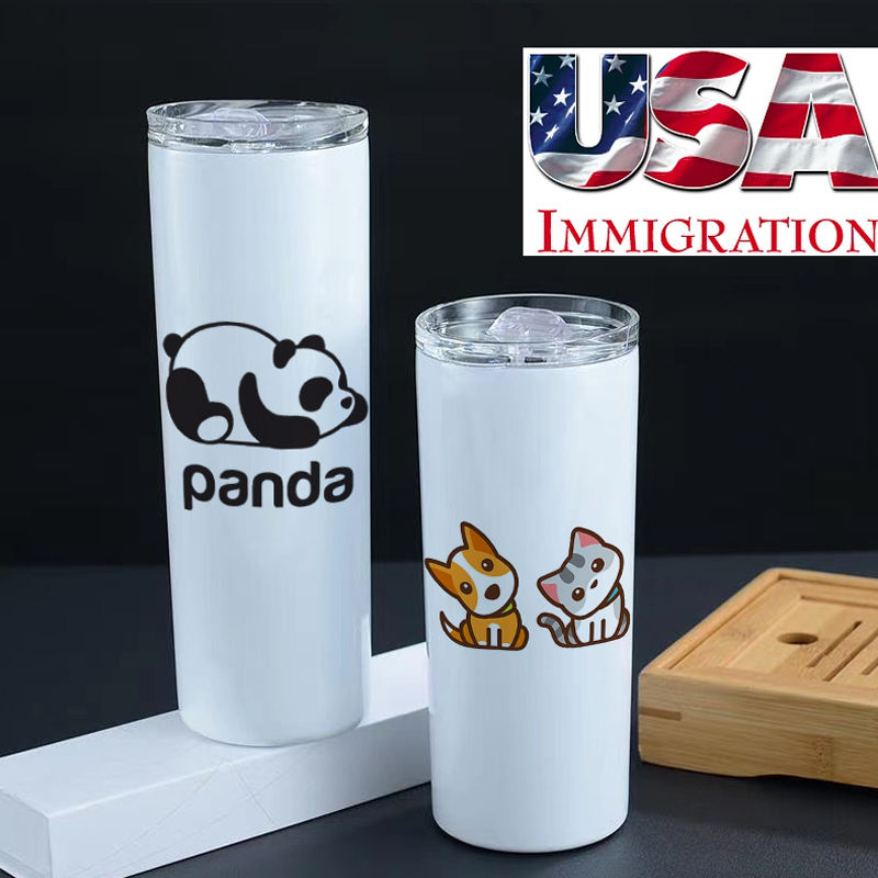 Double-layer Sublimation Thermos Cup Stainless Steel Vacuum Straw Cover Straight Cup Tumbler Car Cup
