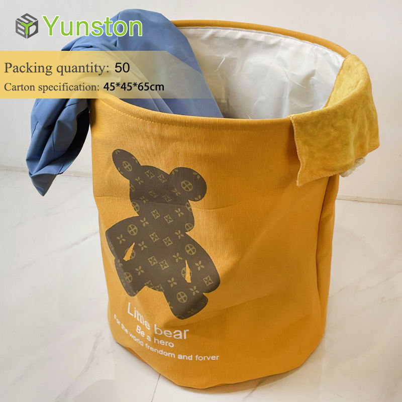 Clothes Toys Organizer Woven Nylon Handles Folding Clothing Storage Bucket Household Dirty Laundry Basket