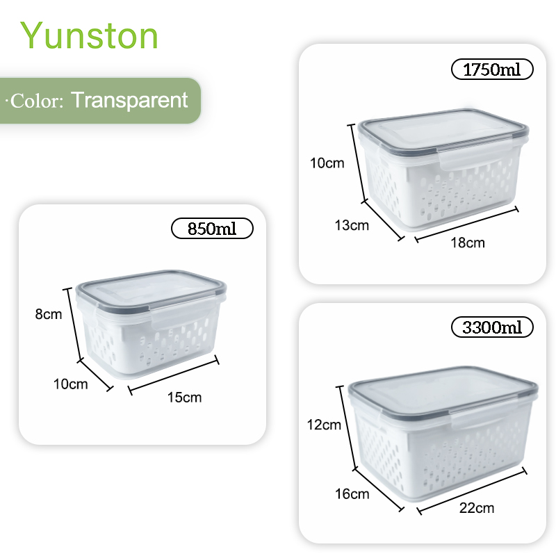 Household Refrigerator Fresh-keeping Box Kitchen Drain Basket with Cover Washing Fruit And Vegetable