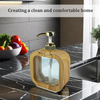 Hot Selling Plastic PET 500ml Square Wood Grain Transparent Soap Dispenser Foam Soap Dispenser for Bathroom, Kitchen