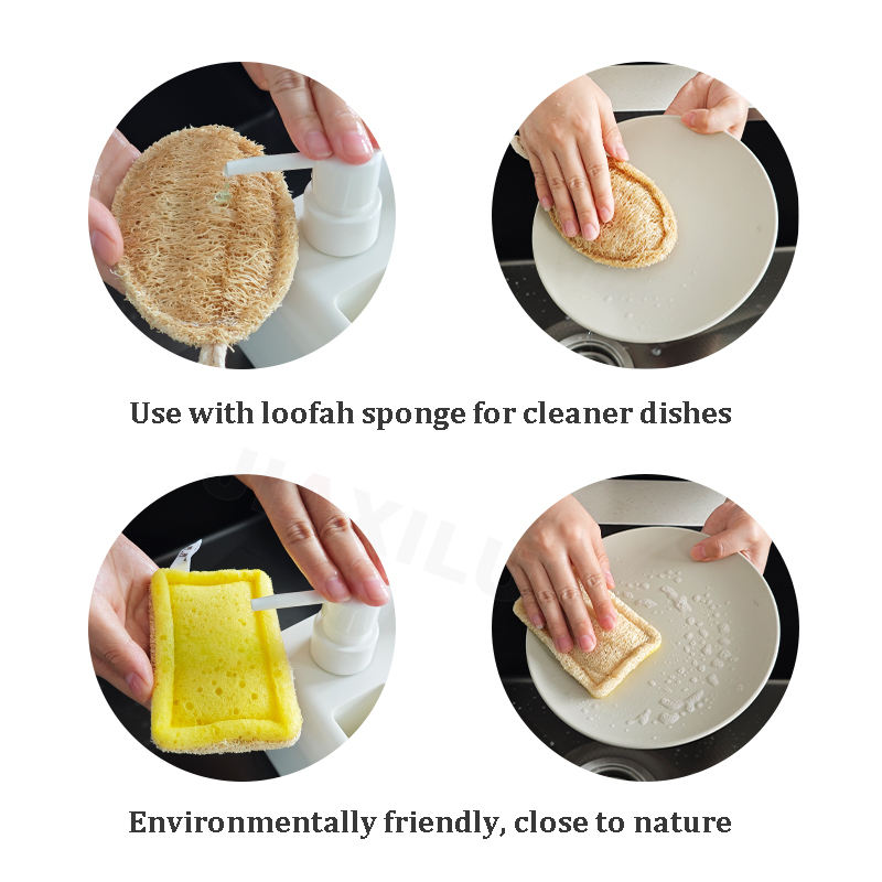 Wholesale Loofah Sponge Natural Double-ended Soap Dispenser Hand Soap And Dishwashing Liquid Dispenser Dish Soap Dispenser