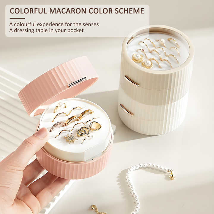 Hot New Light Luxury Mini Jewellery Box Plastic Portable Round Jewellery Storage Box with Magnetic Clasp