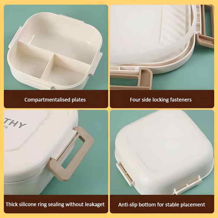 Wholesale Hot Product Food Grade Plastic 1300ml 3 Compartment Rectangular Lunch Box for Kids And Adults