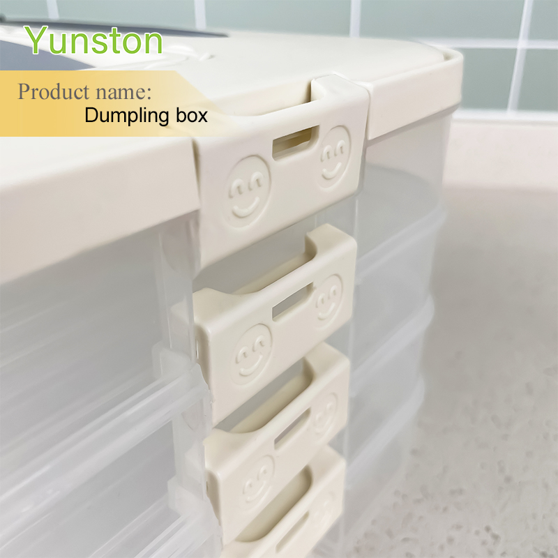 Popular multi-layer stacked transparent plastic dumpling Storage Box with preservation timer calendar cover