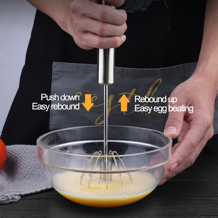 Stainless Steel Rotating Egg Whisk Hand Pressure Kitchen Accessories Tools Egg Cream Egg Beater