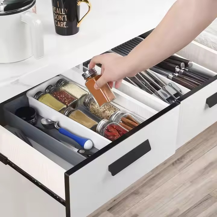 Kitchen Spice Rack Drawer Organizer 3 Tier Drawer Spice Rack Flatware Tray Expandable Kitchen Drawer Organizer Utensil Organizer