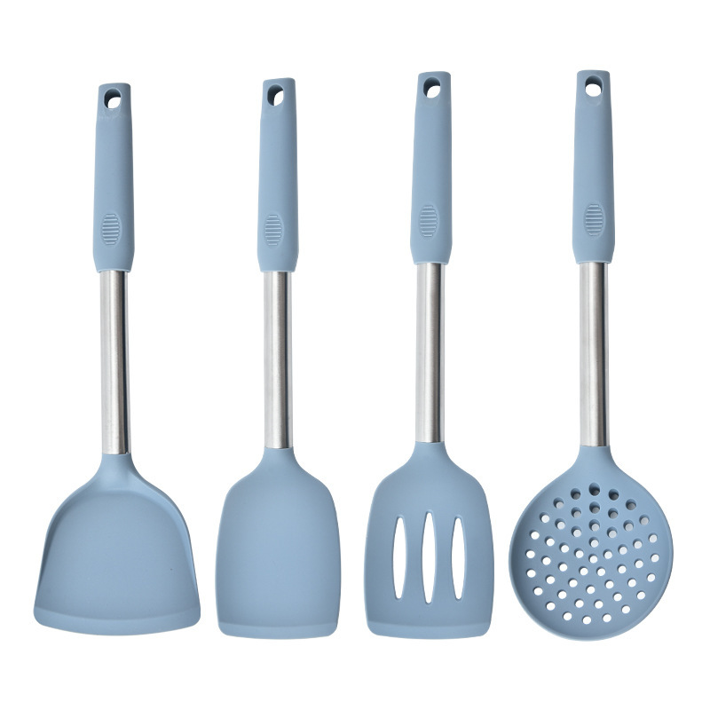 Silicone Kitchen Cooking Utensils Non-stick Pan Heat Resistant Kitchenware Set 4-piece Stainless Steel Sustainable 10 Sets