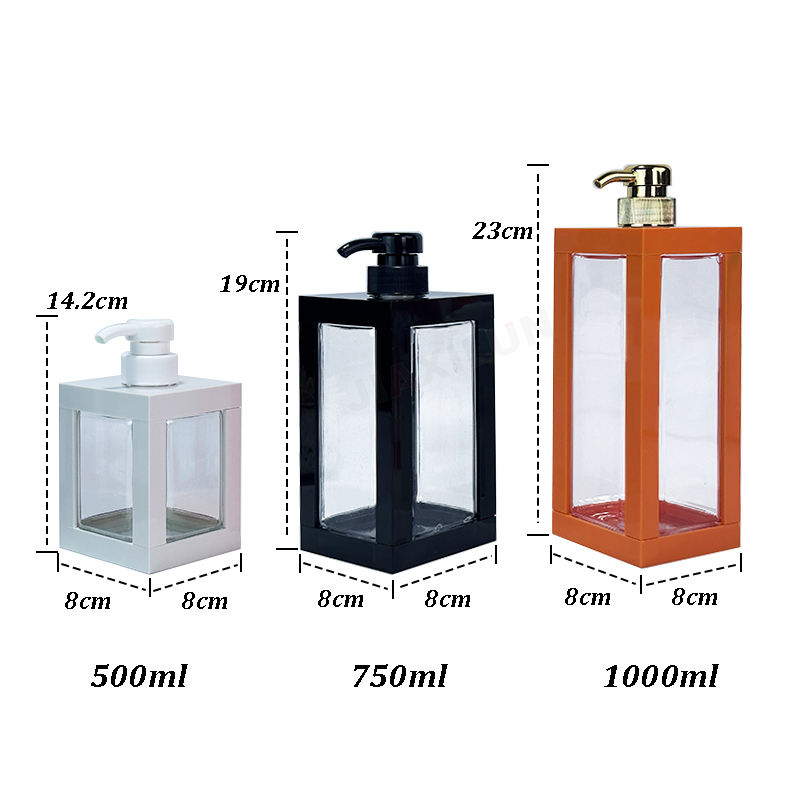 Hot Selling 500ml 750ml 1000ml Square Transparent Plastic Bottle Hand Sanitizer Dispenser Pump Bottle Liquid Soap Dispenser