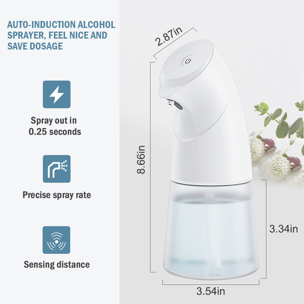 2023 Fully Automatic Non-contact Touch Alcohol Sprayer 450ml Alcohol Soap Dispenser, Suitable for Hotels, Schools, Hospitals.