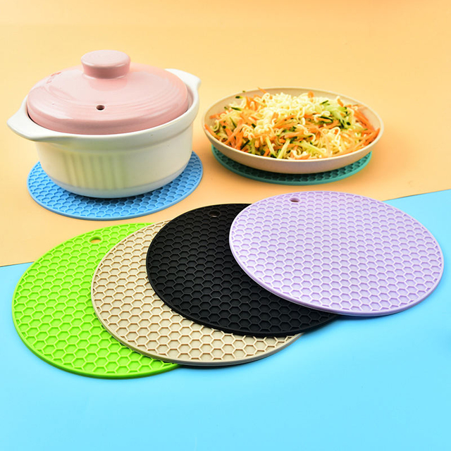 Thickened Silicone Insulation Mat Round Honeycomb Table Insulation Mat Waterproof Non-slip Cup Bowl Mat