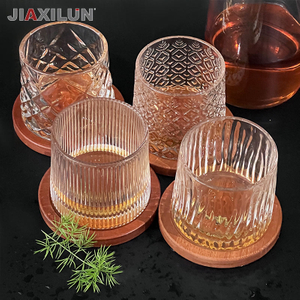 Premium Old Fashioned Spinning Whiskey Glasses Wood Coasters Walled Shot Glasses for Whiskey Enthusiasts