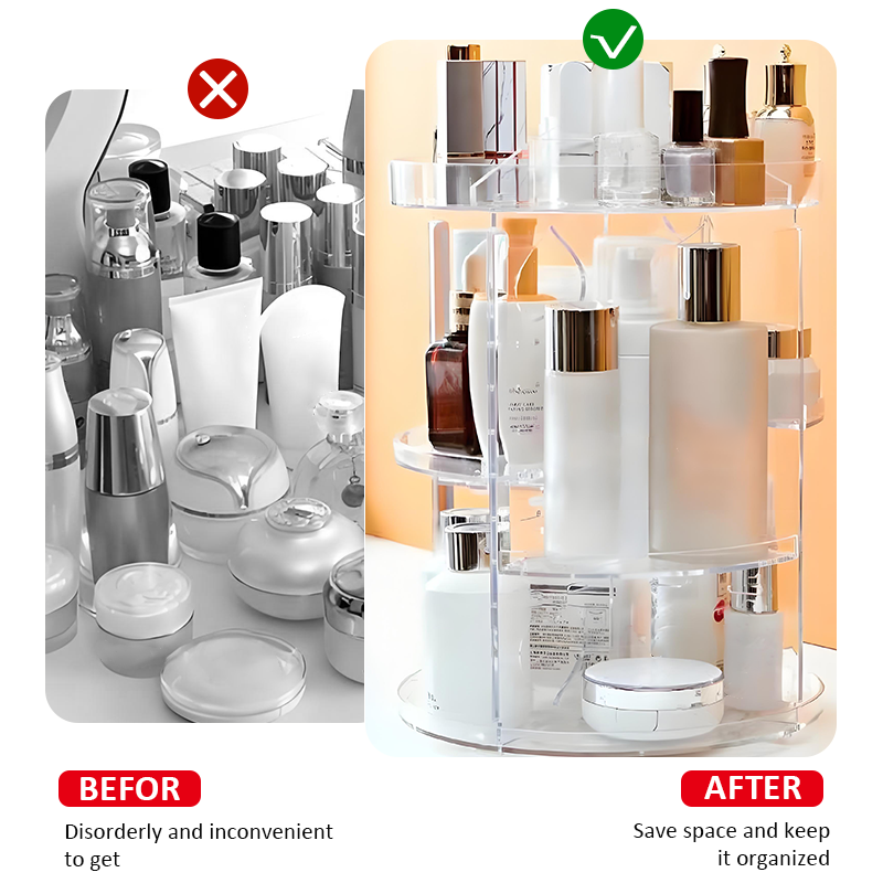 Hot Products 306 Degree Rotatable Adjustable Plastic Cosmetic Storage Organiser Makeup Storage