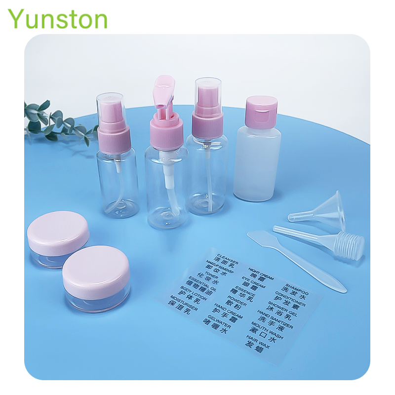 Hot Sale Travelling Plastic Lotion Bottle Perfume Bottle Spray Bottle Toiletry Make-up Bag 11 Pcs Set