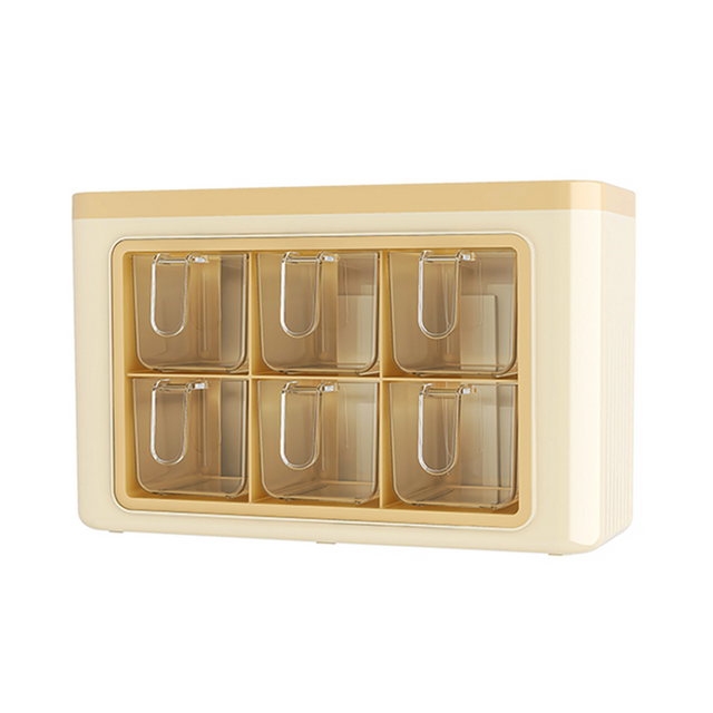 Wholesale Hot Sale Kitchen Supplies Environmental Protection Plastic Wall-mounted Standing Dual-use 6 Compartments Spice Box