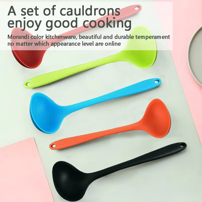 Integrated Food Grade Silicone Soup Spoon Non-stick Pan Heat Resistant Catering Utensils Kitchen Tools Spoon