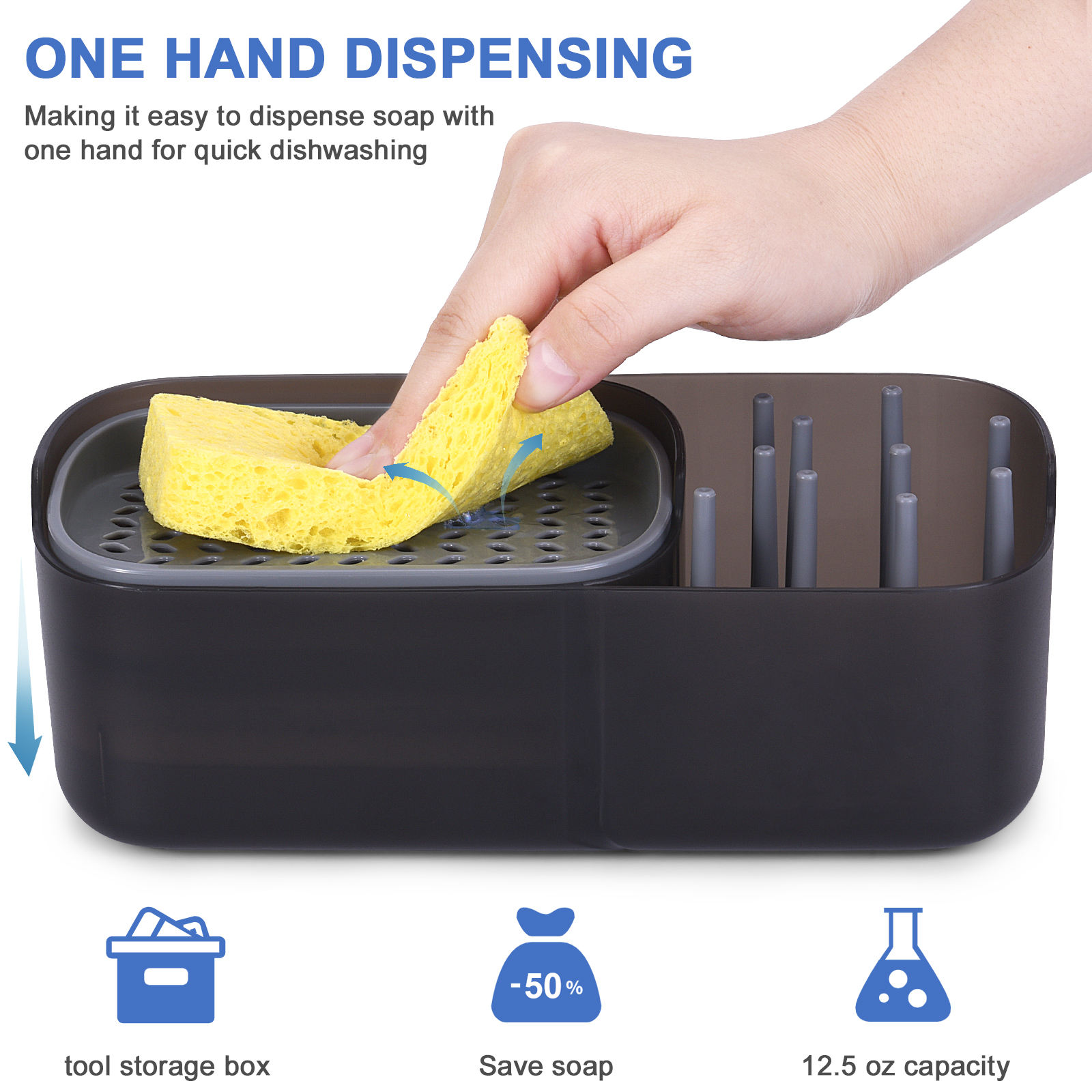 GOOD LIFE OEM Soap Pump Caddy And Sponge Stand Sink Organizer Small Box Soap Dispenser Suitable for Kitchen