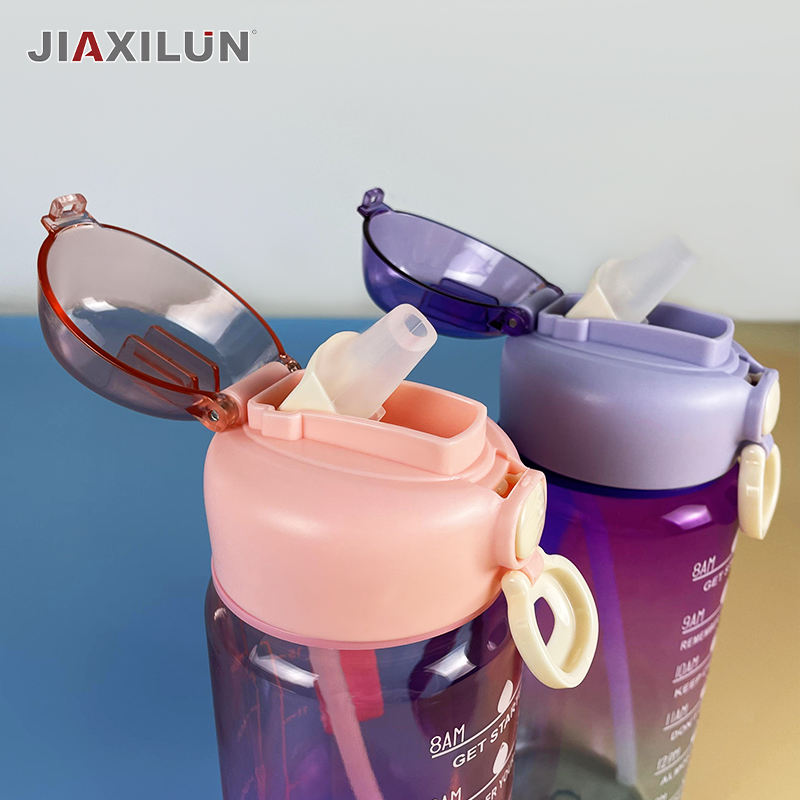 New Trendy 600ml Sport Fitness Water Bottle Portable Clear Plastic Recyclable Motivational Drink Cup for Sports