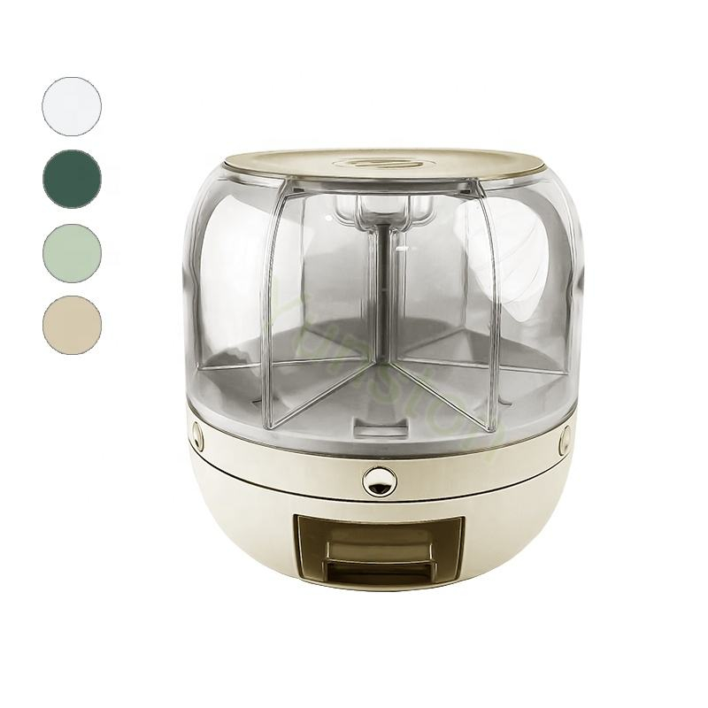 360 Degree Rotating Kitchen Plastic Rice Container Bulk Rice Grain Cereal Dry Food Storage Dispenser