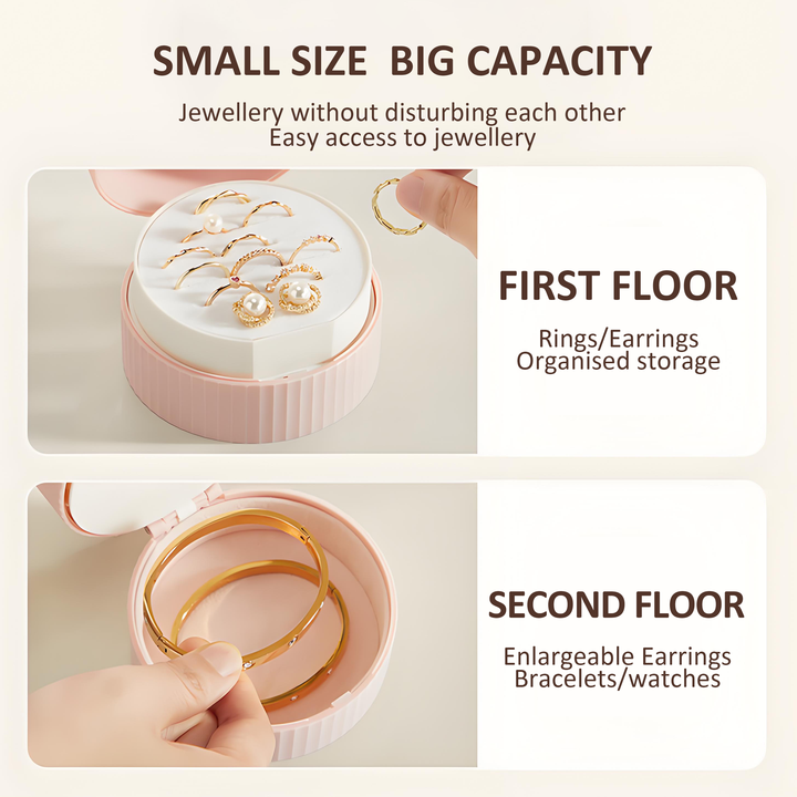 Hot New Light Luxury Mini Jewellery Box Plastic Portable Round Jewellery Storage Box with Magnetic Clasp