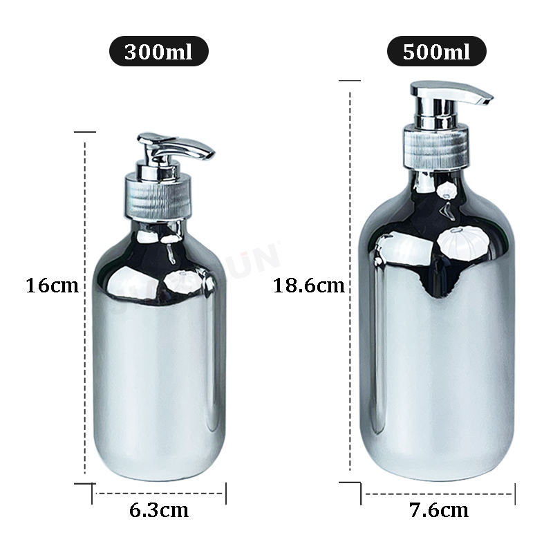 Wholesale 300ml 500ml Electroplated Plastic Lotion Bottle Body Lotion Bottle Shampoo Conditioner Soap Dispenser with Pump Head